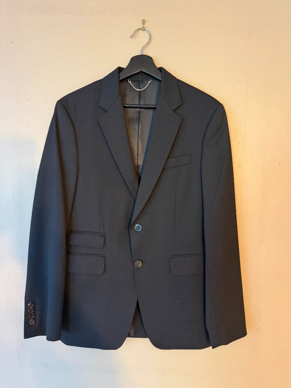 Zara Man Men's Black Two Button Ticket Pocket Blazer Suit Jacket Size 38